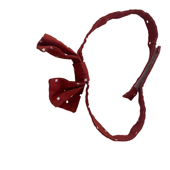 Hand made dog bow tie - red- square dot print. medium sized dog - Picture 4 of 4